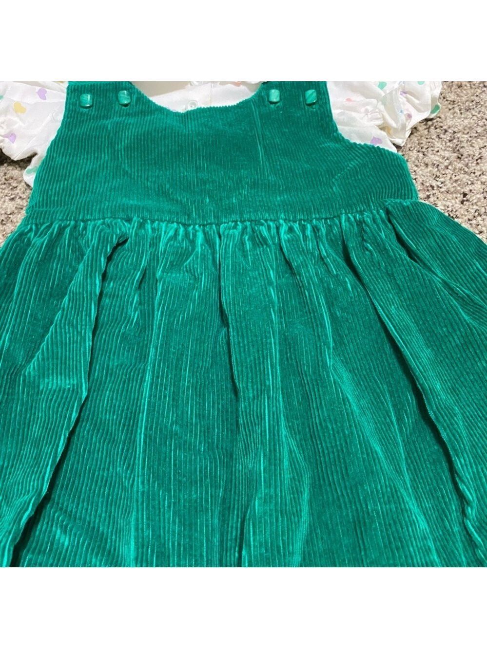 Vintage Little Girl Corduroy Jumper + Cotton Shirt 80s 90s Clothing Set Lot - Picture 3 of 14